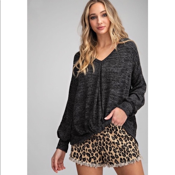 NEW! Twisted Front Top in Charcoal! - Picture 1 of 5